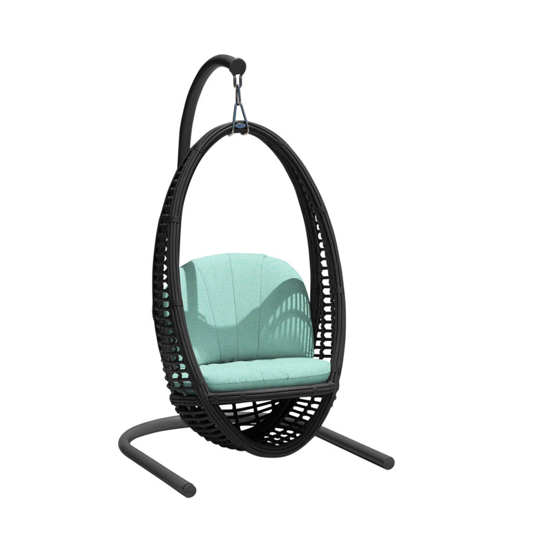 Heri Porch Swing with Stand, Canvas Aruba Sunbrella® Canvas, Black Mushroom