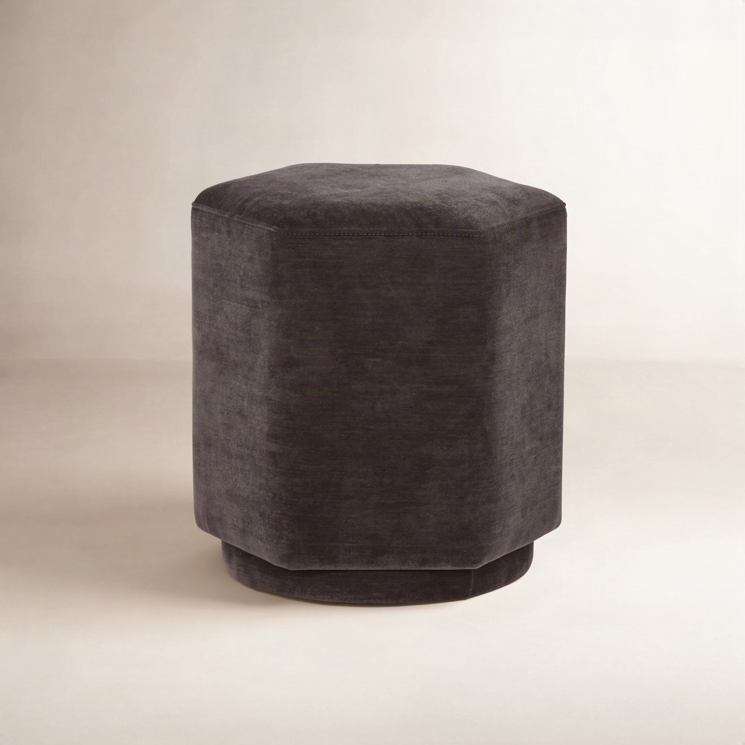 Hexad Upholstered Ottoman, Brown Velvet