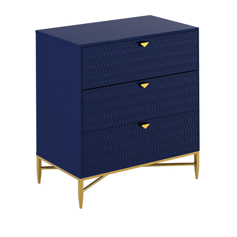Commode en bois 3 tiroirs Sturbridge, Bleu