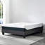 Lit plateforme tapissier contemporain gris, cadre de lit en tissu de polyester, lit plateforme à pieds géométriques renforcés sans sommier, assemblage facile, très grand lit-1519513580