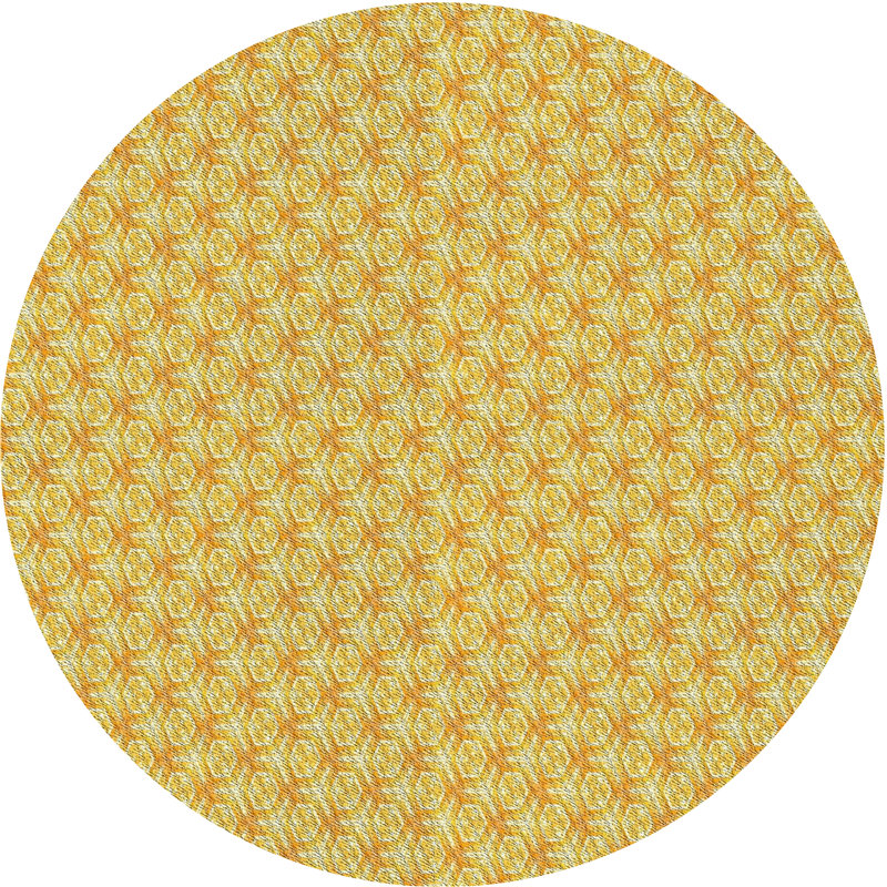 Tapis jaune tissé à la machine, Rond 6 pi
