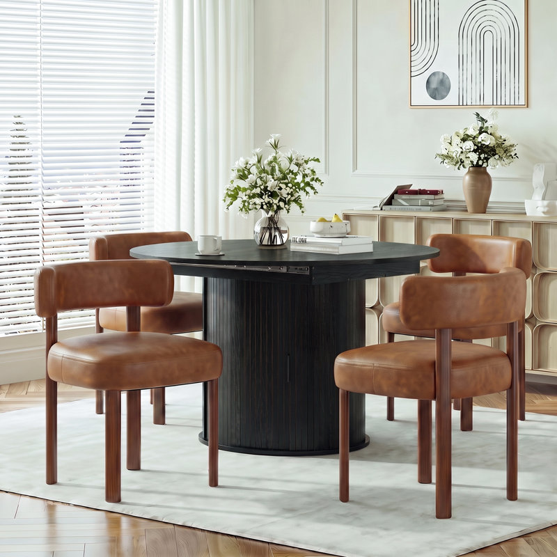 Ensemble de table et de chaises de salle à manger extensibles modernes pour 4 à 6 personnes avec rangement dissimulé, Noir