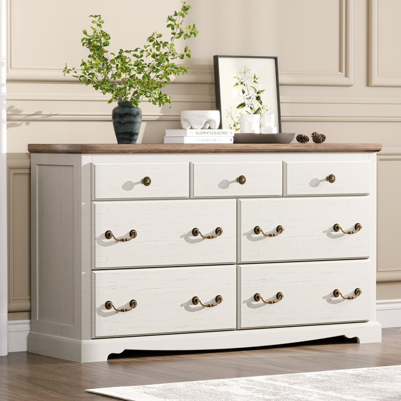  Commode 7 tiroirs Ingberg Farmhouse, Blanc