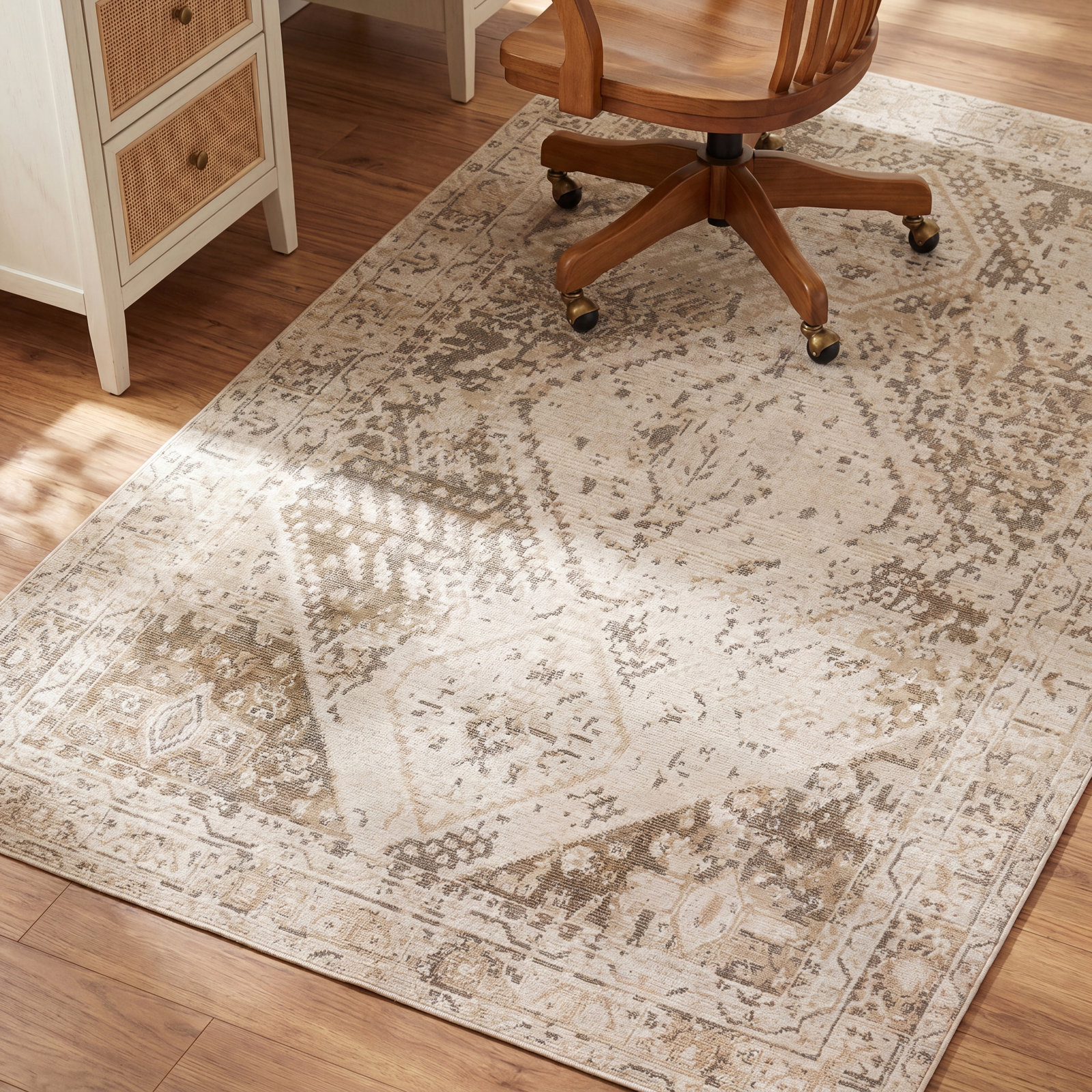 Devoris Beige Tan Oriental Rug, Rectangle 8' x 10'