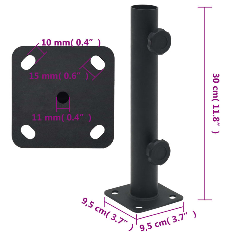 0.93kg Steel With Powder Coating Umbrella Base, Matt black