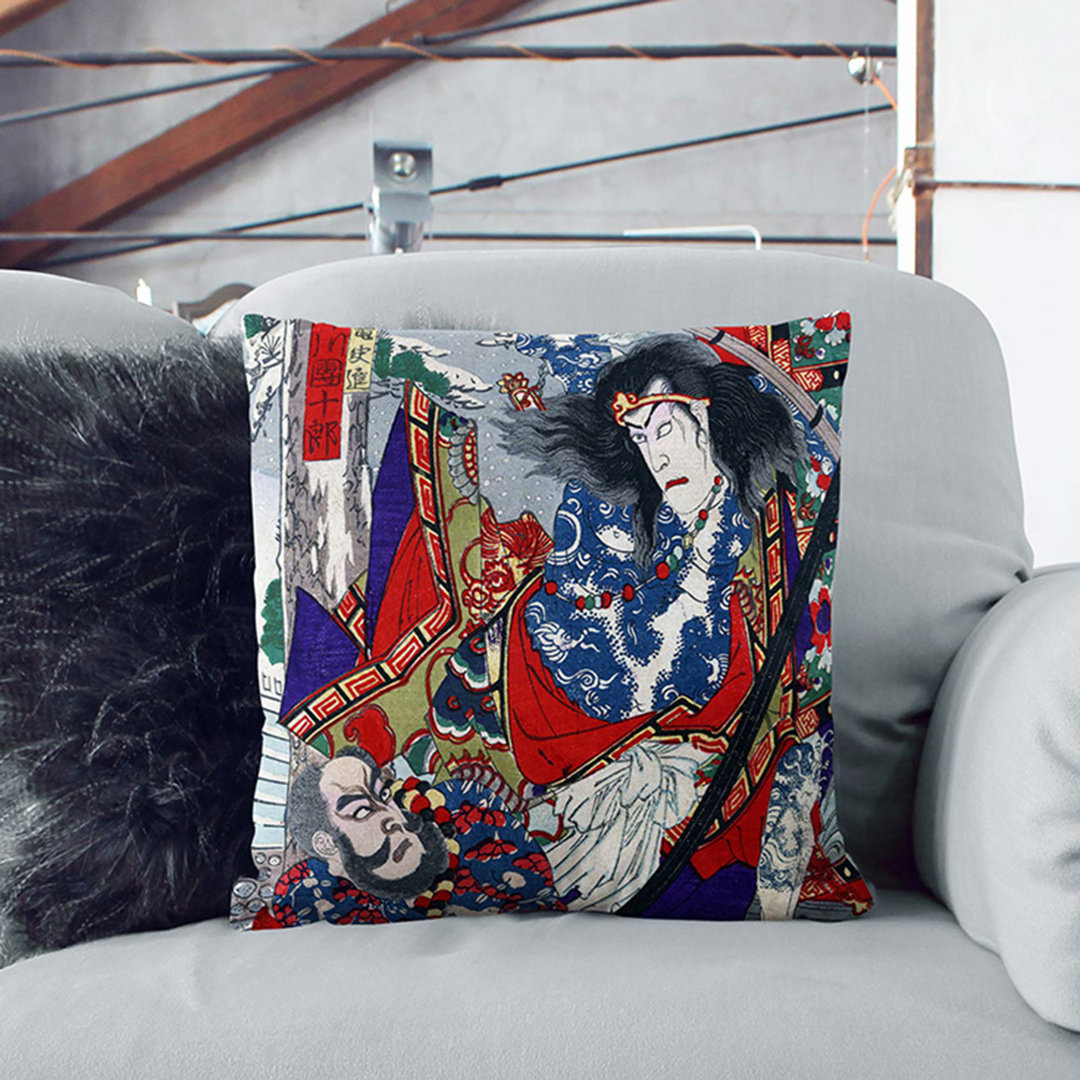 Battle Scene by Toyohara Kunichika Cushion with Filling
