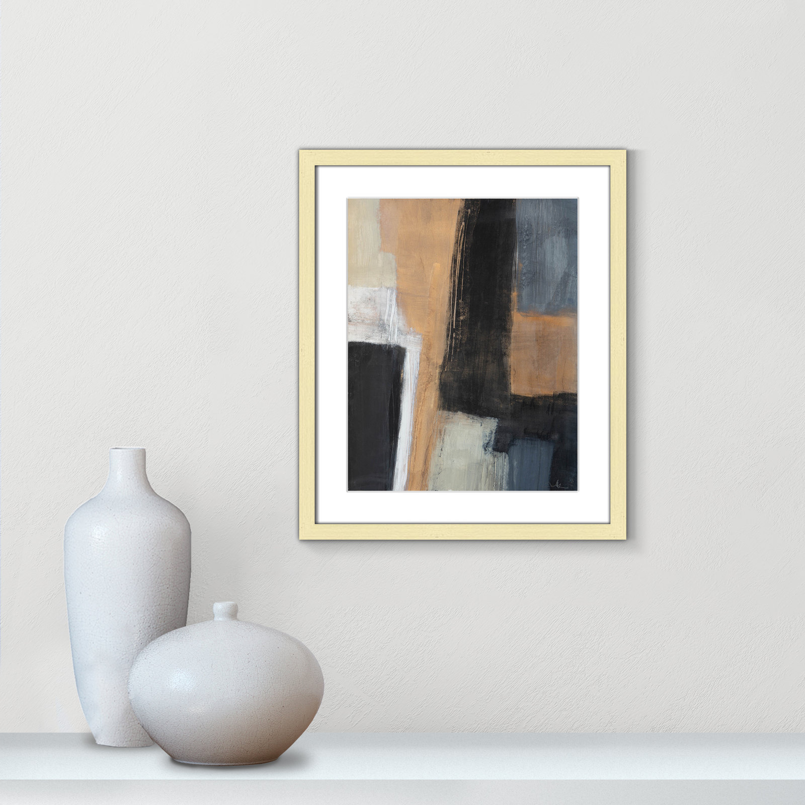 Metallic Slate I by Casa Fine Arts, Gold Matted Picture Framed, 19" H x 16" W x 1.25" D