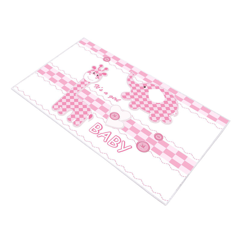 Tapis rectangulaire rose / blanc tissé à la machine Oteri, Rectangle 3 pi 3 po x 5 pi 3 po