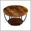 Table basse ronde moderne avec 2 niveaux, rangement ouvert et structure en métal robuste pour le salon et le bureau, facile à assembler-400436569-400436568