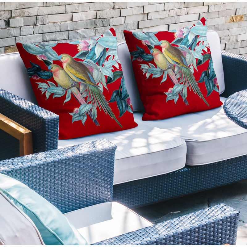 Housse et insert de coussin carré intérieur / extérieur Padmini, L 17 po x H 17 po, Rouge