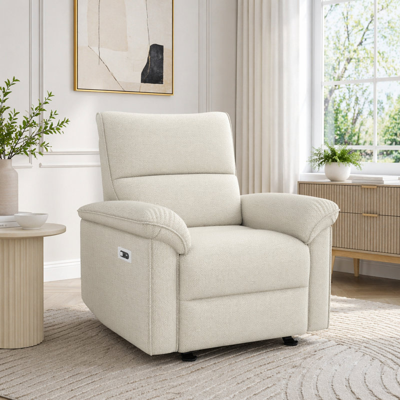 Fauteuil inclinable électrique Wall Wall, Tissu velours flocon de neige, Beige et gris