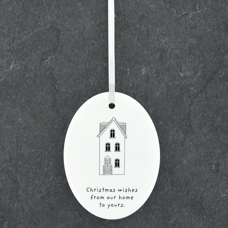 Carley Christmas Wishes Oval Shaped Ceramic Ornament