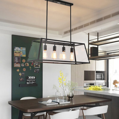 Luminaire suspendu linéaire à 4 lumières pour îlot de cuisine Buvana
