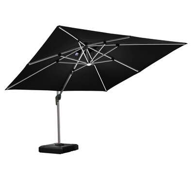 9' X 12' Double Top Deluxe Rectangular Lighted Cantilever Umbrella -  Purple Leaf, ZYGLRRCDT0912-BKWB