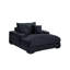 Chaise longue contemporaine en velours côtelé de style fourrure noire, 2 porte-gobelets, hublots, pieds à profil bas et coussins transitionnels équipés de bois inclus