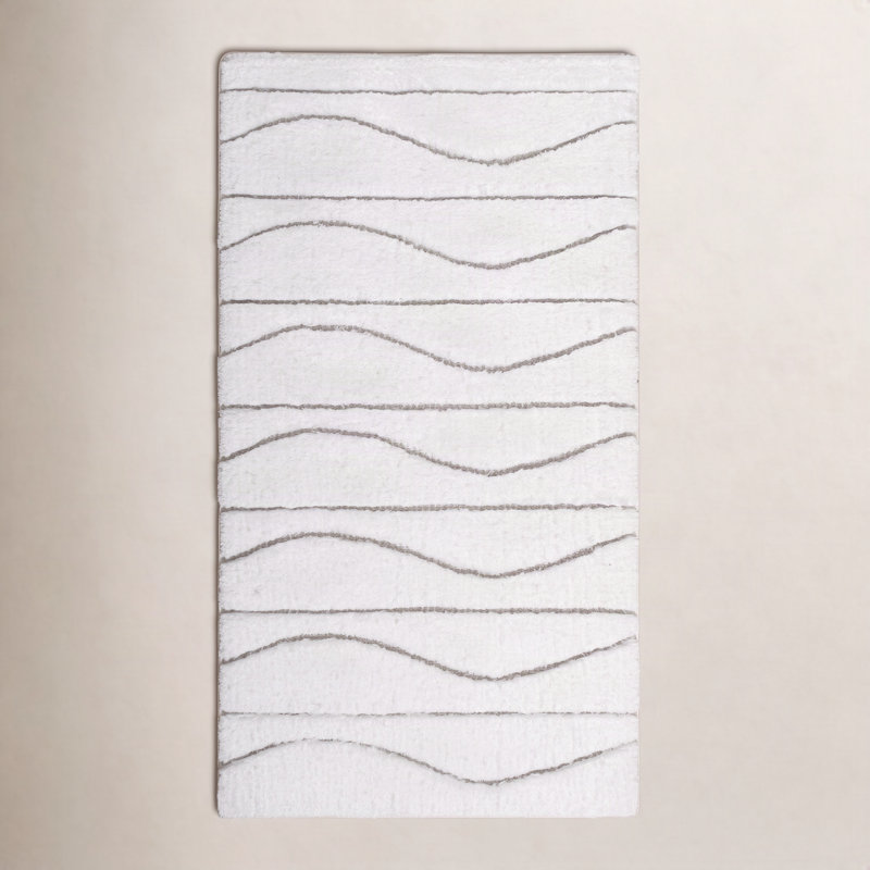 Opera Abstract Bath Rug, 20" W x 31" L, White