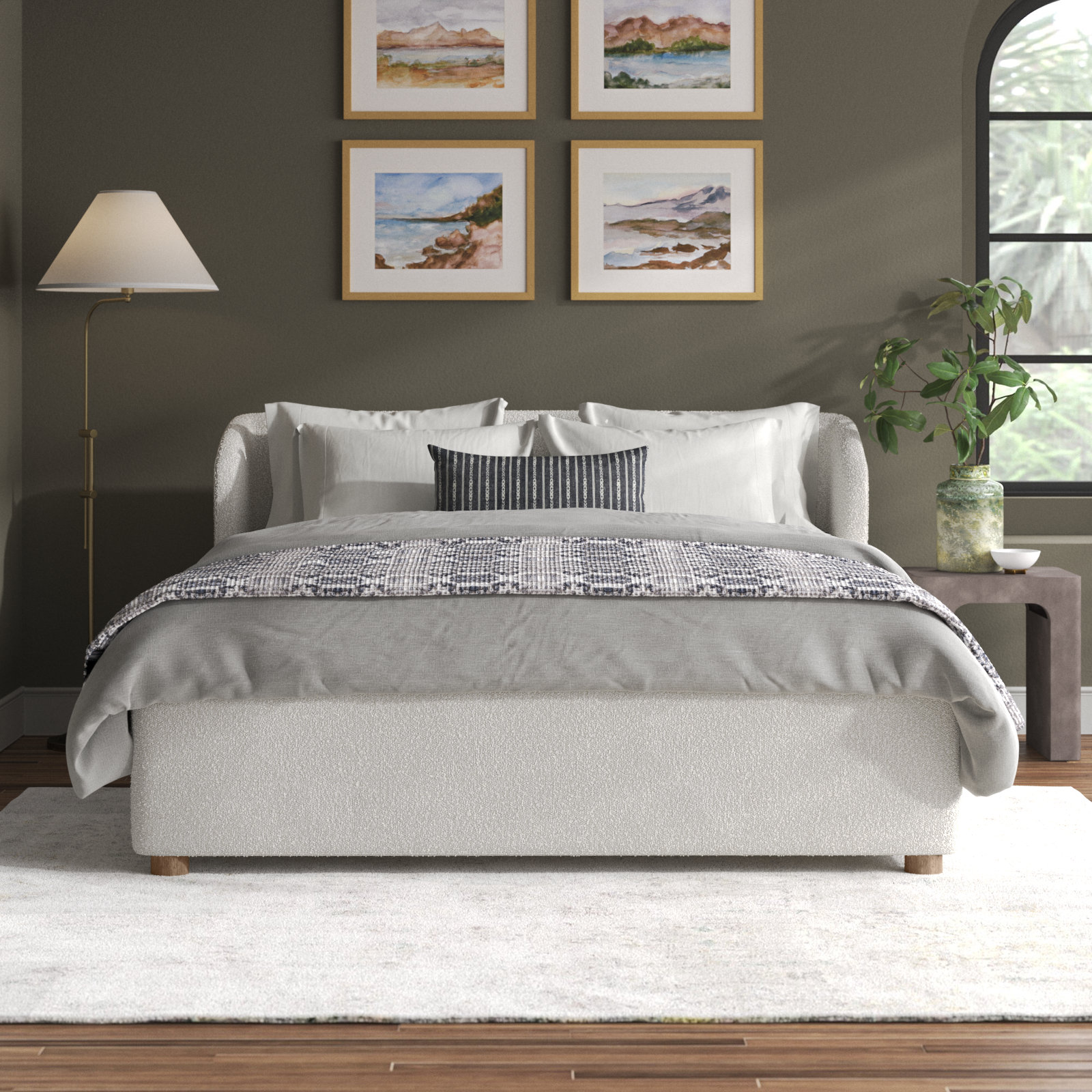 Kris Wingback Bed, Queen, Whipped Honey Linen Blend
