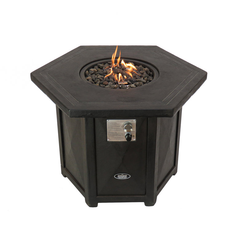  Table de foyer d'extérieur au propane en pierre H 25 po x l 35 po avec couvercle