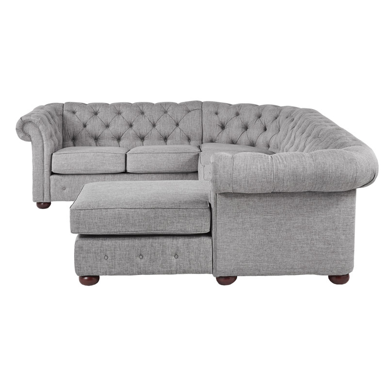 Huskins Upholstered U-Shaped Sectional Right Hand Facing, Gray Linen