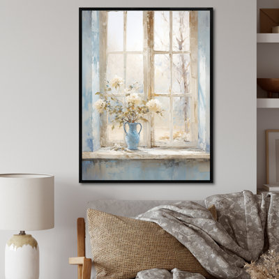 Blanc et bleu, minimalisme floral, fenêtres I