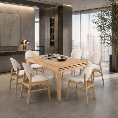 Extendable Dining Set with Upholstered Chairs