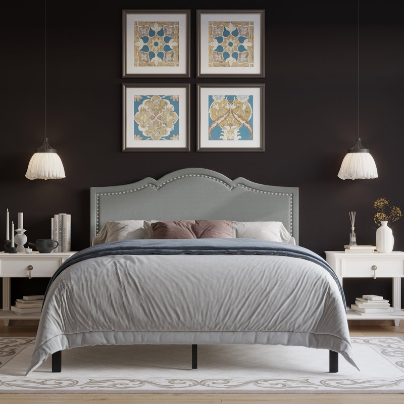 Katin Upholstered Platform Bed, Light Gray, King
