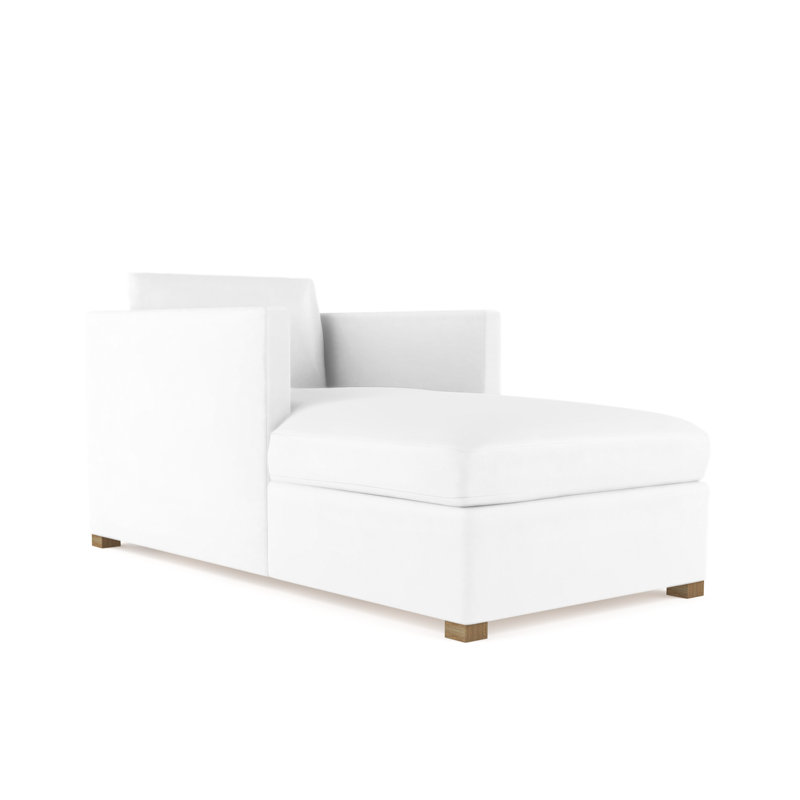 Chaise longue Madison, Patiné, Cuir rétro blanc