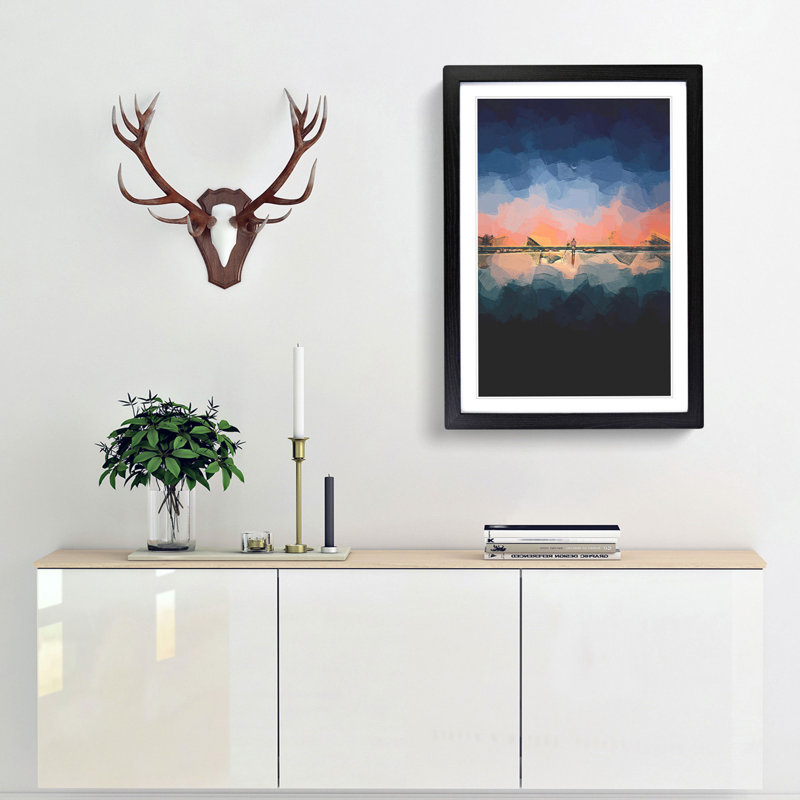 Standing Beneath the Moon in Abstract - Picture Frame Graphic Art Print, 36cm H x 27cm W x 2cm D, Black Framed