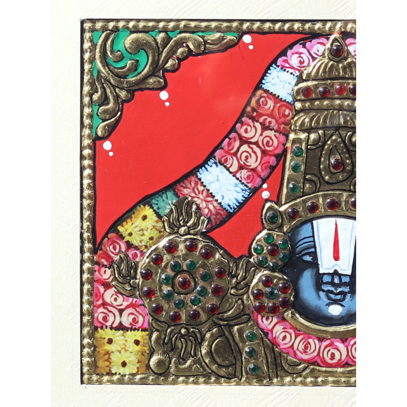 Tirupati Balaji (Venkateshvara) | Tanjore, peinture avec cadre