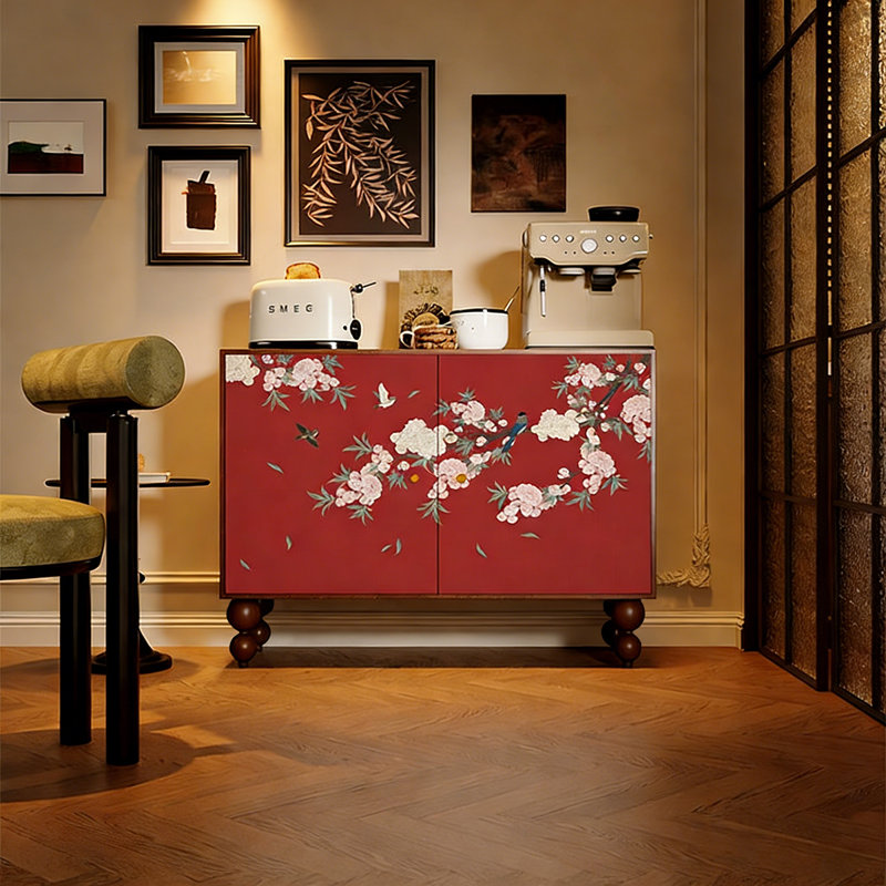 Vintage Chinese Style Solid Wood Storage Cabinet, Walnut