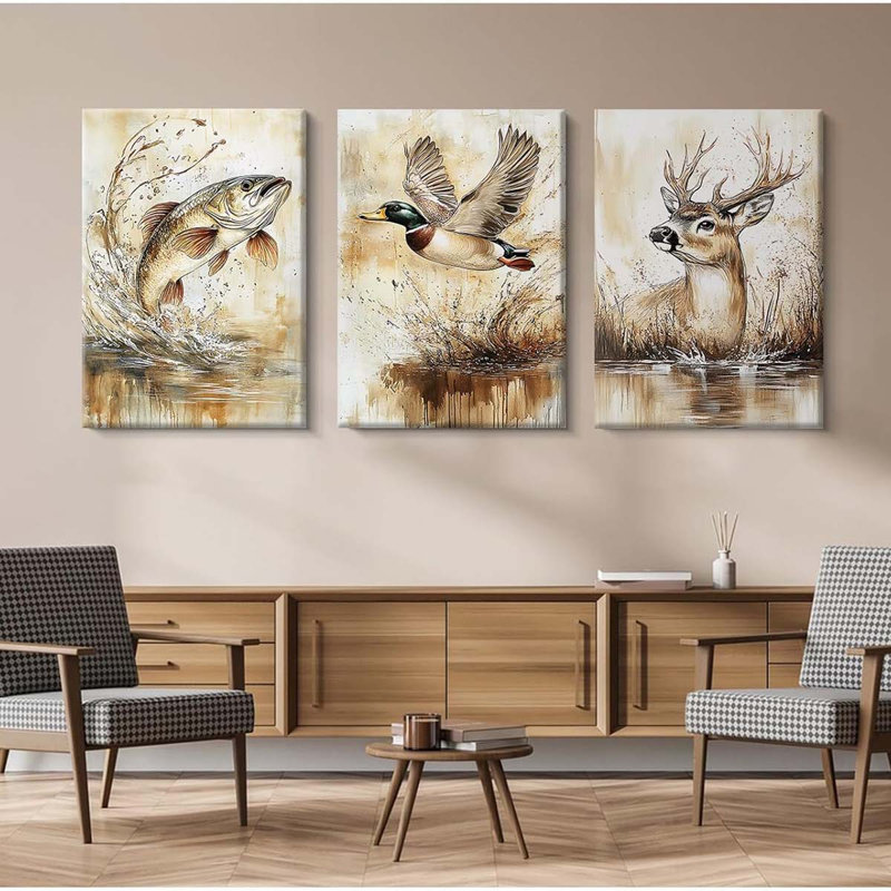 3 Piece Wrapped Canvas Print, 60 cm H x 40 cm W