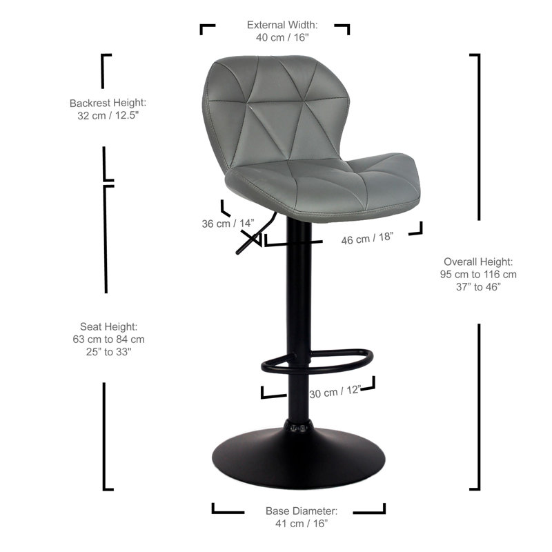 Tabouret pivotant à hauteur réglable Josephine, Gris foncé