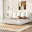 Everly Quinn Upholstered Platform Bed with Fabric Padded Headboard and Pine Wood Base Slats, No Box Spring Needed-1560767161-1563618052