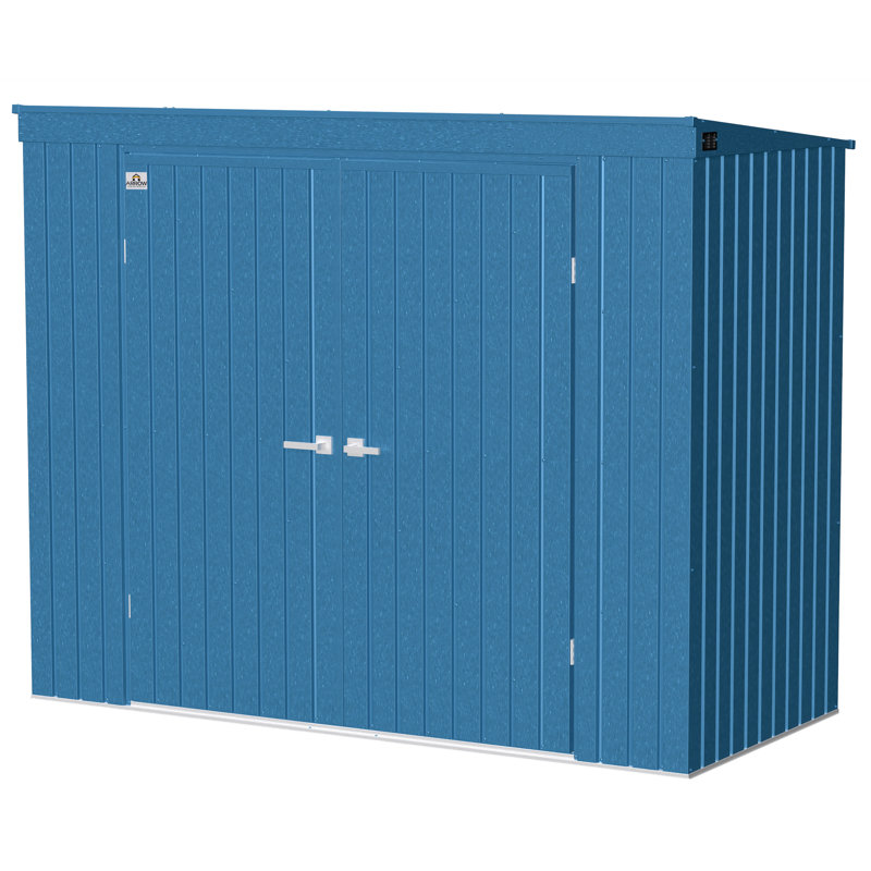 Elite 8 ft x 4 ft Blue Grey Galvanized Steel Storage Shed