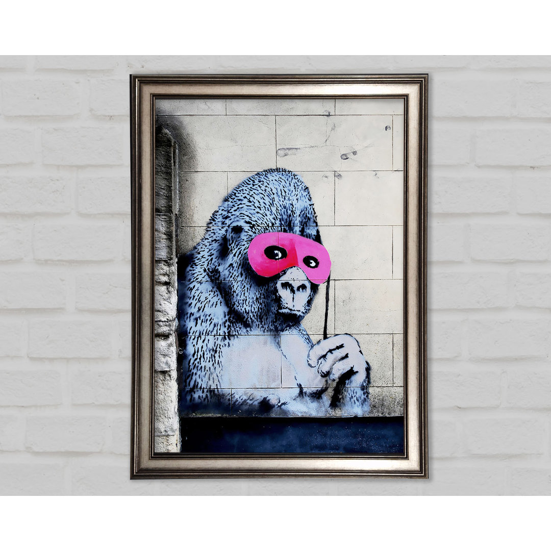 Gerahmtes Leinwandbild Pink Gorilla Mask