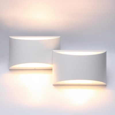 Maybeth Aluminum Modern Indoor LED Wall Sconce Hardwired Interior Wall Lights Set of 2 Up and Down Wall Mount Light for Living Room Bedroom Hallway Corridor Warm White 3000K(with G9 Bulbs)