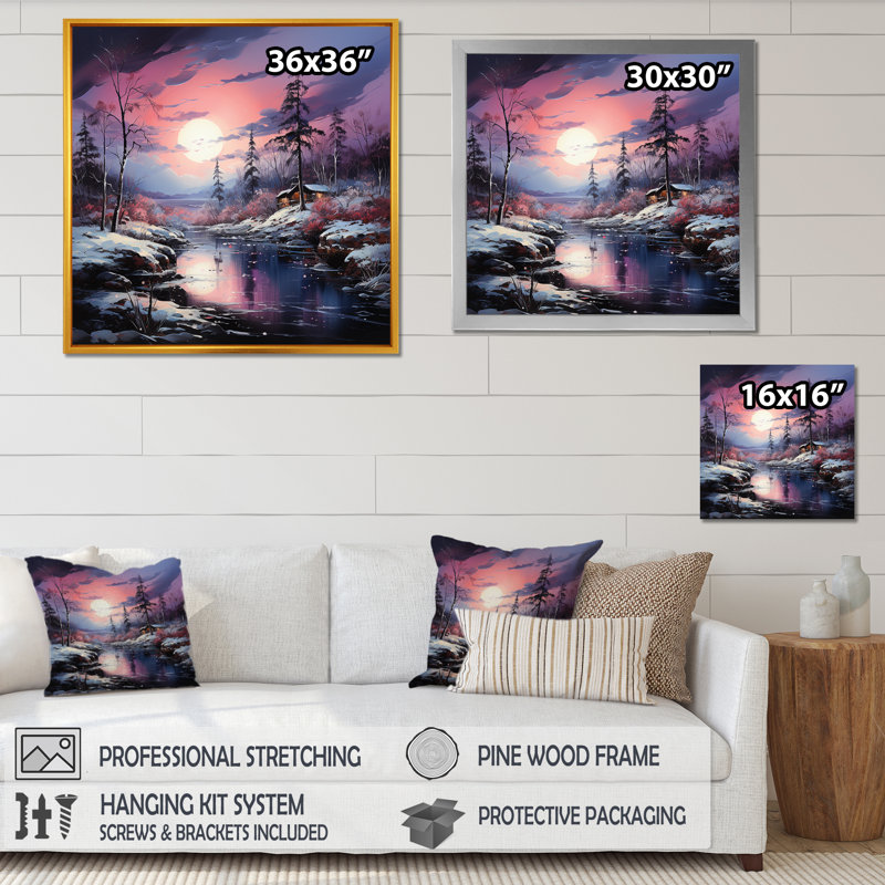 Gregora - Aurora Borealis Wall Art Living Room_106503, H 36 po x l 36 po x P 1,5 po, Impression argent sur toile encadrée