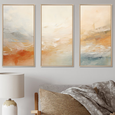 «Minimal Gold» et art abstrait beige sur toile «I Northern Lights»