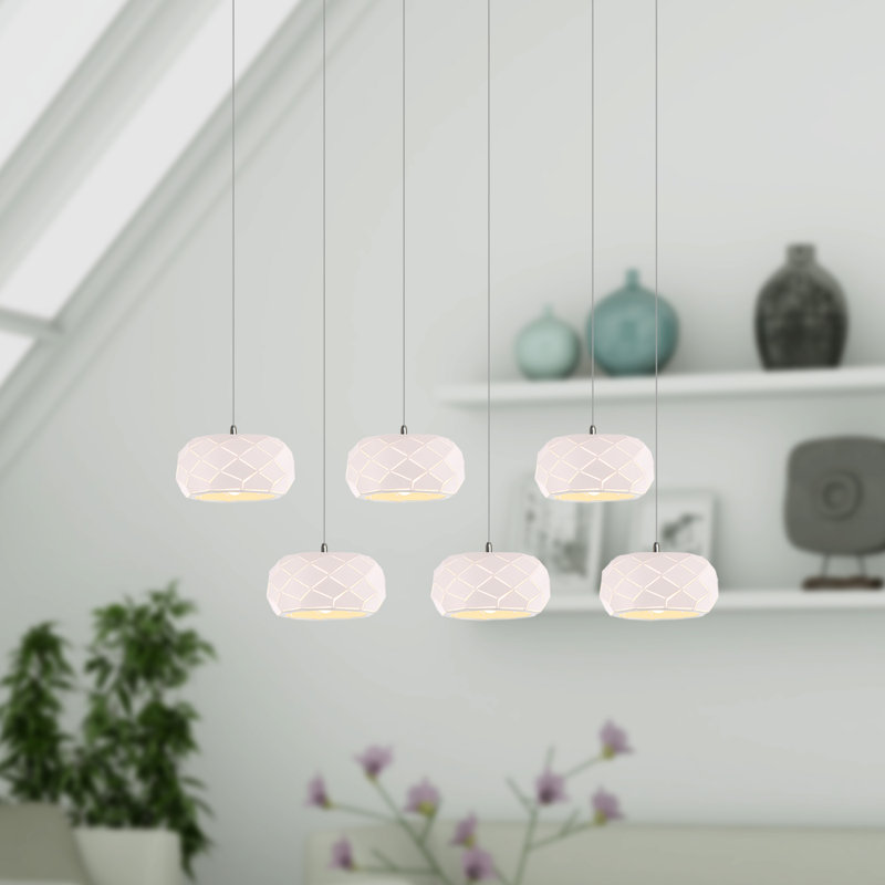 Luminaire suspendu en grappe 6 lumières Bixby, Blanc