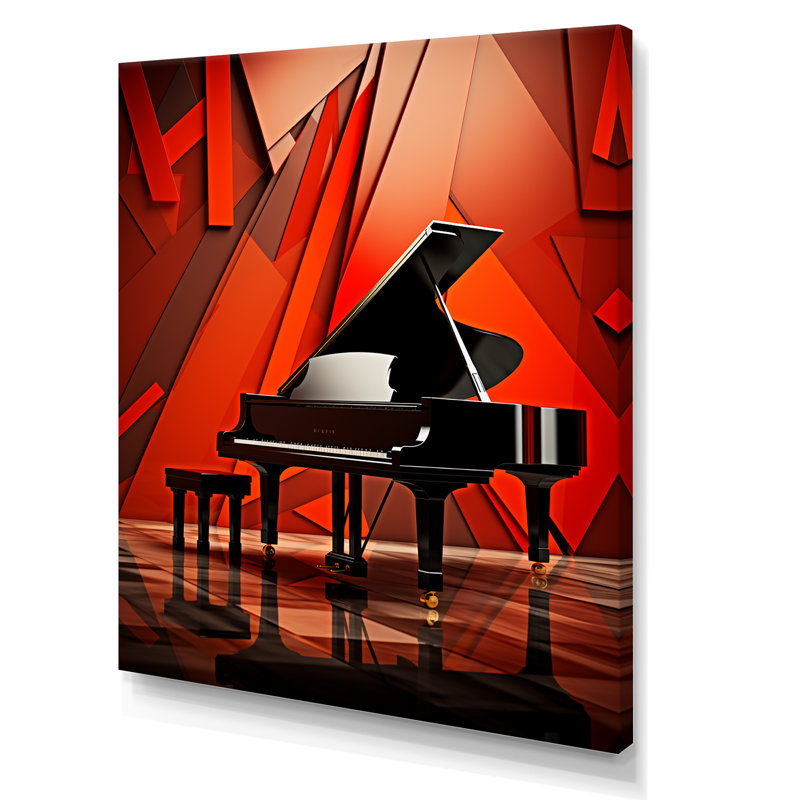 Concerto pour piano à queue rouge, Toile tendue, H 32 po x l 24 po