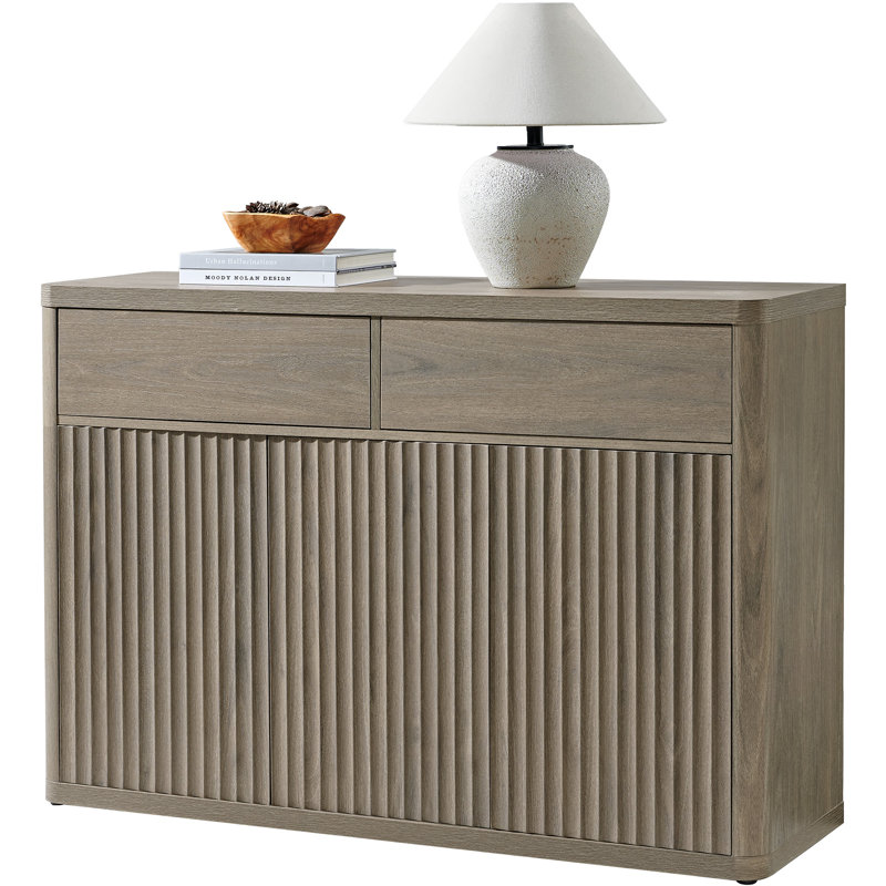 Cesiro 50.15''W Storage Sideboard With 2-Draw And 3-Door, Gray Alder, 1
