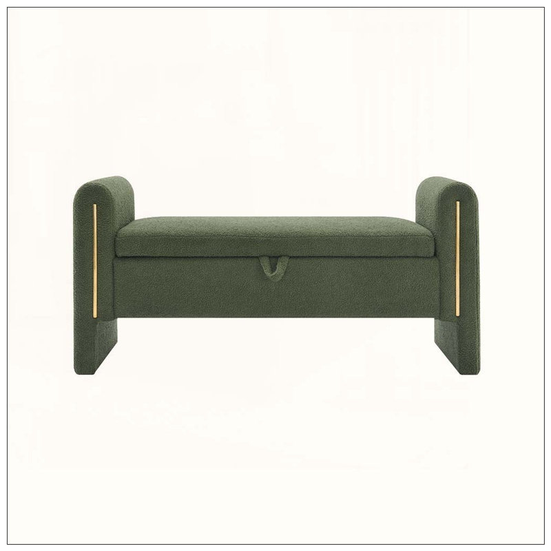 Banc de bout avec accoudoirs et rangement Modern, Olive Green