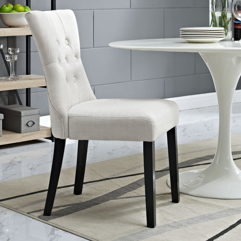 Chaise parsons capitonnée en bois massif, Beige