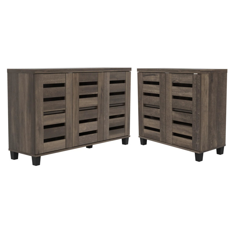Lismore 2-Door & 3-Door Shoe Storage Cabinet (Holds 28 Pairs), Dark Dusty Oak