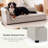 Oversized Chaise-Style Pet Sofa For Medium & Large Dogs With Wave Backrest, Single Armrest, Removable Cushion & Breathable Linen Fabric-1280249318