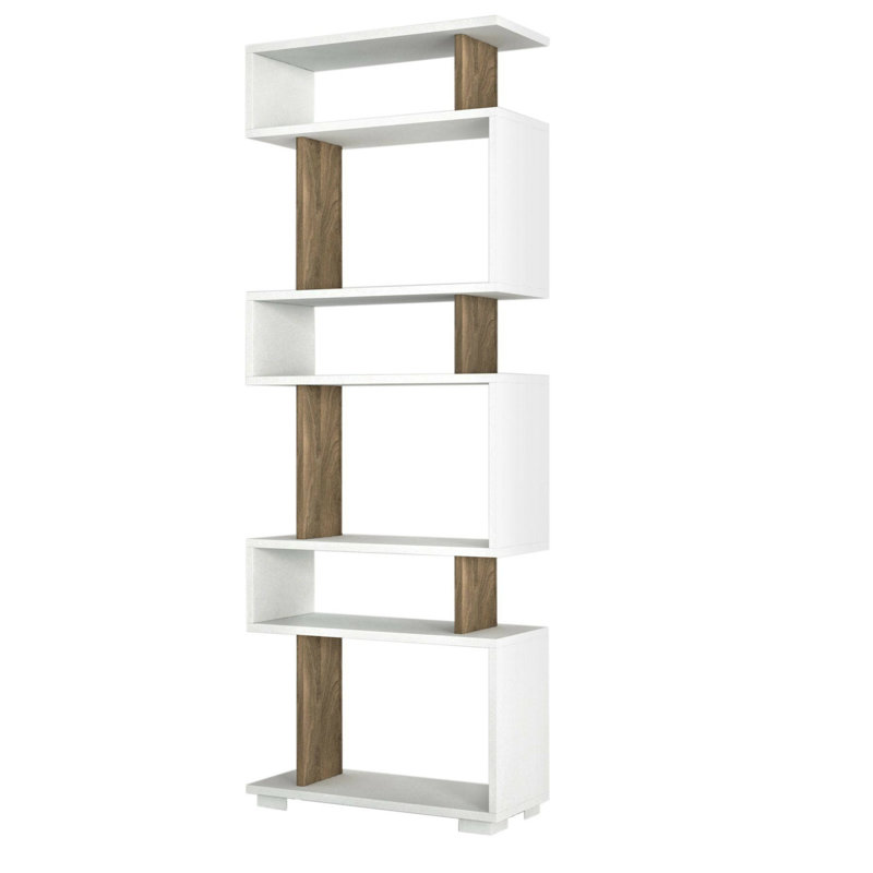 Myril 165cm H x 60cm W Bookcase, White/Walnut