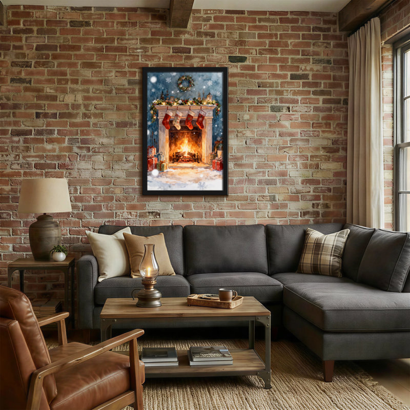 Christmas Christmas Fireplace With Stockings And Gifts, 18" H x 12" W