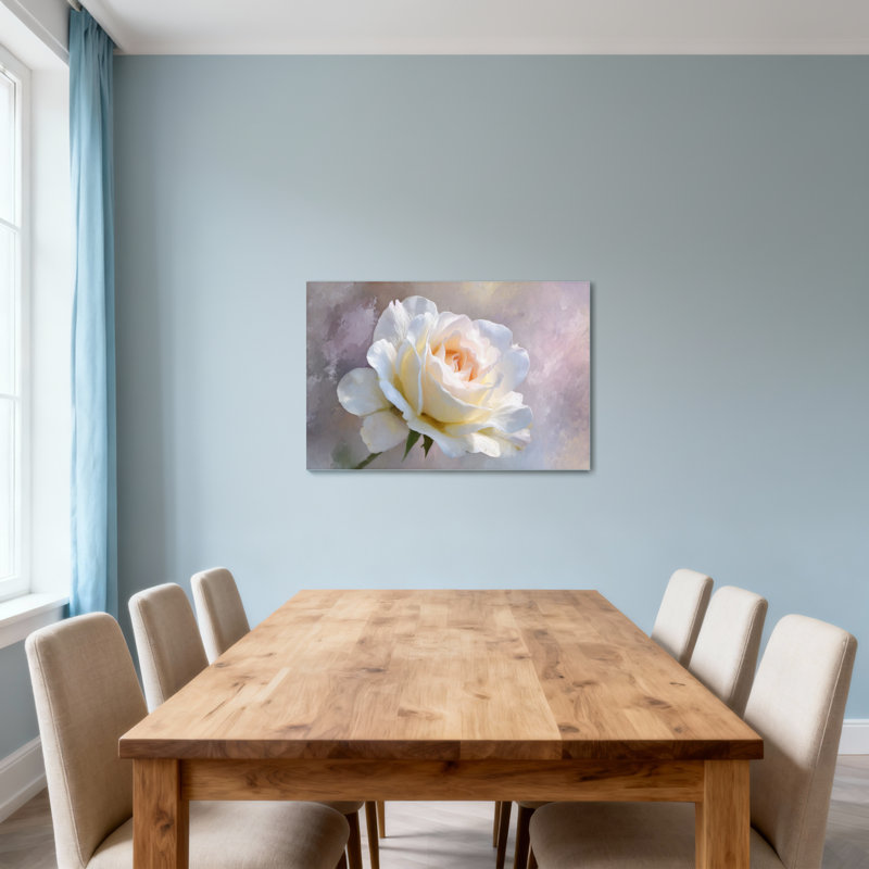 «Plants & Flowers Rose», impression artistique sur fond doux, H 20 po x l 30 po