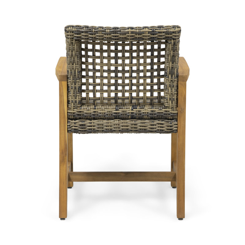 Chaise de salle à manger en bois et osier Hampton (ensemble de 2)
