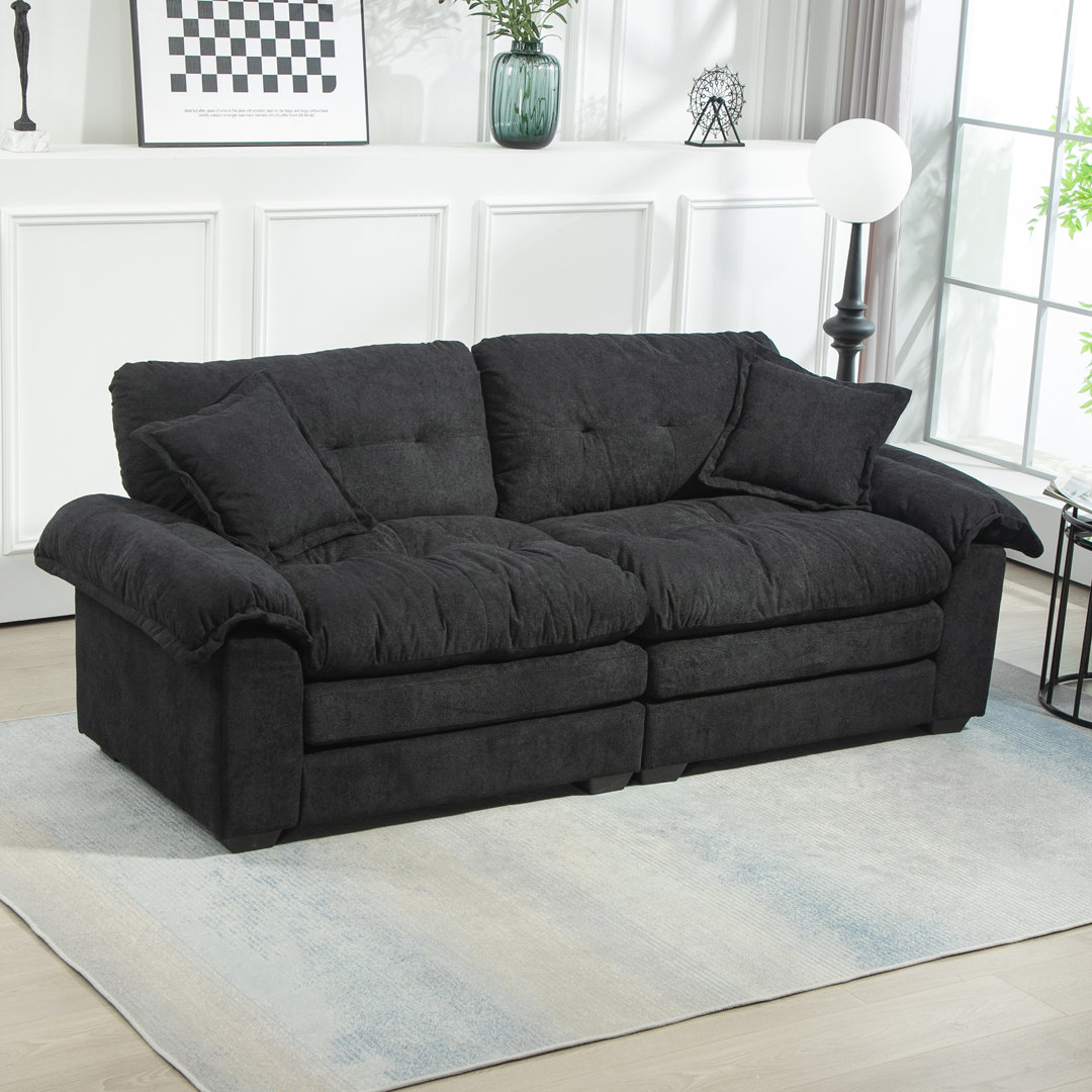 Geneveve 84" Chenille Upholstered Pillow-Top Arm Loveseat Sofa with Memory Foam Cushions and Pocketed Coil Springs Latitude Run® Upholstery 